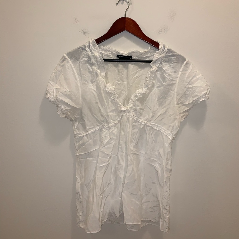 BCBG Maxazria White Blouse size L - Picture 2 of 7